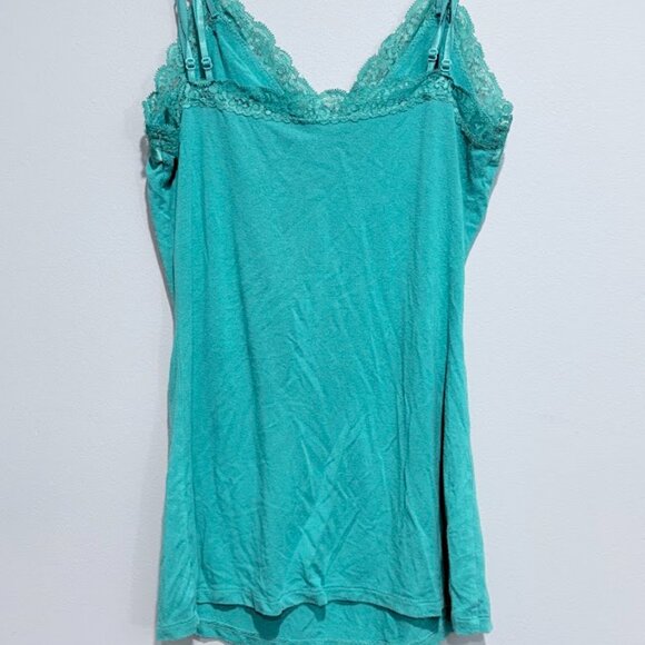 Vintage Express Teal Lace Trimmed Y2K Cami with satin trim and shimmery fabric - Picture 3 of 3